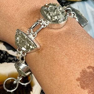 “Fools Gold” Drusy Pyrite Bracelet 7 1/2”-8 1/2”